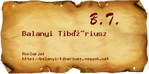 Balanyi Tibériusz névjegykártya